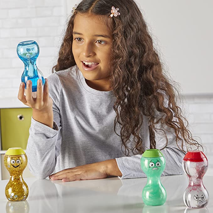 Learning Resources Express Your Feelings Sensory Bottles, Help Kids Express Feelings & Emotions, Easy-Grip, Securely-Sealed Bottles With Expressions & Mesmerising Motion, Set of 4, Ages 3+