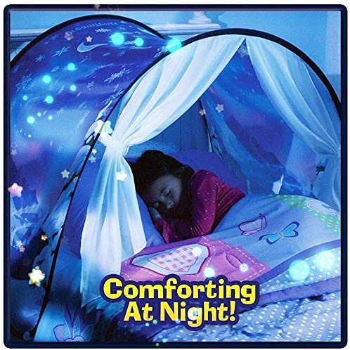 Girl sleeping in her senspory bed tent